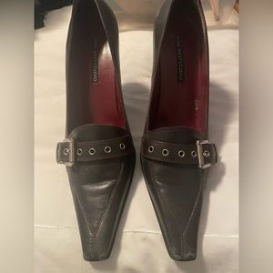 “Nine West” buckled navy pumps. Size 10 B.